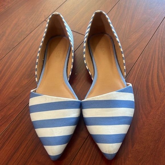JCrew Zoe D’Orsay Blue and White Striped Flats - Picture 2 of 6